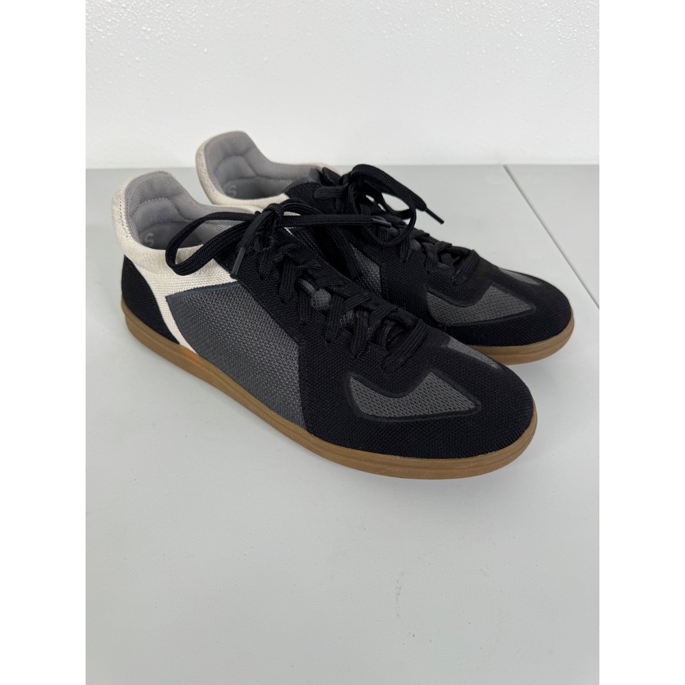 Rothys RS01 Sneaker Mens 10 Black Grey Knit Lace Up Gum Sole Sustainable Shoes